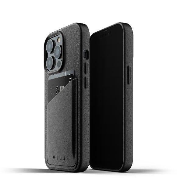 Funda de piel Mujjo con tarjetero iPhone 13 Pro color negro